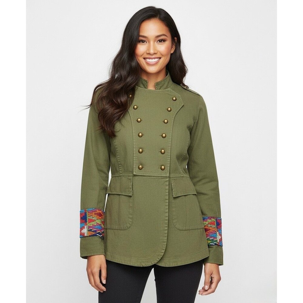 RARE Jen's Pirate Booty Embroidered Boho Military Jacket | Utility Hippie Indie - Picture 16 of 16